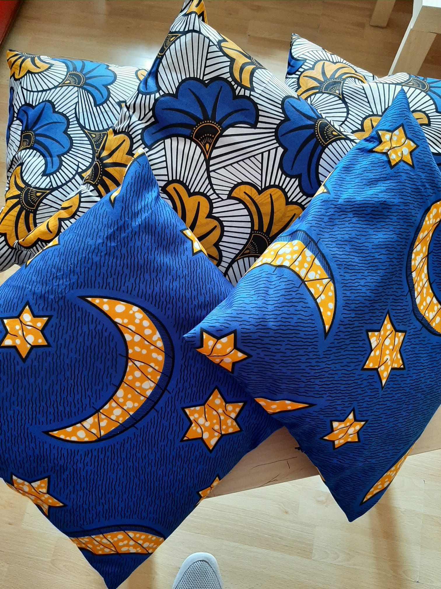 Lots de coussins en wax bleu